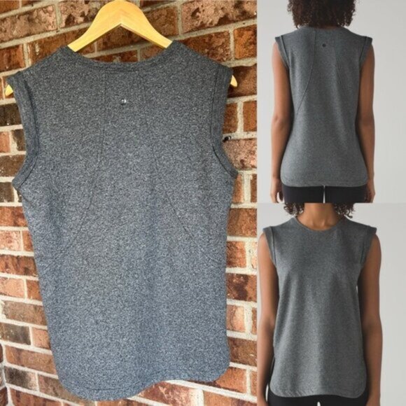 Lululemon  * All Time Tank Heathered Speckled Black EUC - Picture 1 of 14